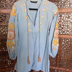 Zara gingham summer dress with embroidery